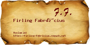 Firling Fabrícius névjegykártya